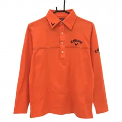 キャロウェイ 長袖ポロシャツ オレンジ×ネイビー ロゴ刺しゅう メンズ M ゴルフウェア Callaway