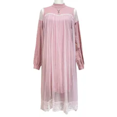 【Swankiss スワンキス】ニットドッキングチュールワンピース ドレス ビジュー レース F ピンク