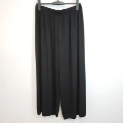 UNIQLO ユニクロ プリーツ ストレートパンツ ウエストゴム 体型カバー カジュアル ブラック XLサイズ □〇