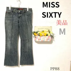 美品【ミスシックスティ】 Mサイズ レディース  天然素材 キュプラ デニム パンツ 綾織 旅行 まちぶら ランチ 細見え スリム らくらく リラックス 古着女子 Y2K 00sのサムネイル