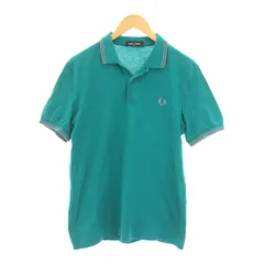 フレッドペリー FRED PERRY ポロシャツ 半袖 M 青緑 ブルーグリーン ロゴ刺繍 M3600/M65/1950/384 /YM