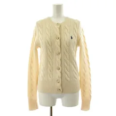 ポロ ラルフローレン POLO RALPH LAUREN カーディガン ケーブルニット 長袖 クルーネック ロゴ刺繍 ウール カシミヤ混 XS アイボリー 0200018053 /KU