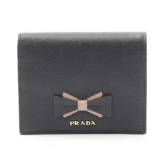 プラダ PRADA 二つ折り財布 SAFFIANO FIOCCO 1MV204 ブラック/ピンクベージュ サフィアーノレザー 二つ折財布 レディース Used A
