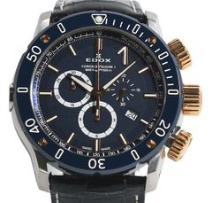 超希少/美品】 EDOX クロノオフショア1 腕時計 青 クォーツ メンズ