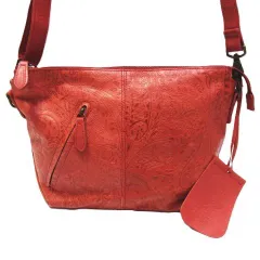ほぼ未使用 Dakota ダコタ ペイズリー柄 レザー ショルダーバッグ 斜め掛け 肩掛け 鞄 レッド 赤 美品 レディース E641LF