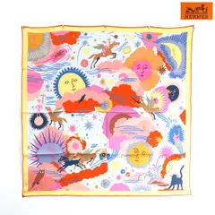 HERMES カレ70 Au Royaume d'Helios エリオスの王国 太陽 オレンジ イエロー 箱 エルメス ◆送料込◆質屋-11747