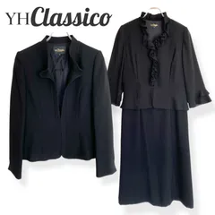 YH Classico by YUKIKO HANAI フォーマルセットアップ 11号 L 黒 喪服 礼服 ワンピース フリル エレガント 上品 冠婚葬祭 卒業式 入学式 七五三 お受験 清楚 美シルエット 1005KZ