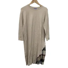 ブルーレーベルクレストブリッジ ワンピース サイズ38 M レディース美品  - グレーベージュ×ボルドー×マルチ クルーネック/長袖/ひざ丈