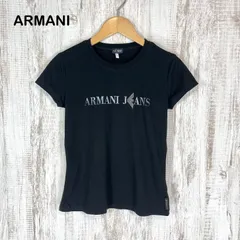 美品 ARMANI JEANS アルマーニジーンズ ロゴプリント クルーネック Tシャツ ブラック レディース 半袖 トップスのサムネイル