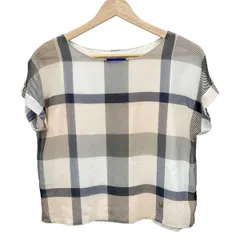 ブルーレーベルクレストブリッジ 半袖カットソー サイズ36 S レディース美品  - ライトピンク×黒×マルチ クルーネック/チェック柄