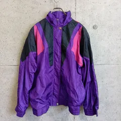 【USED】US 古着 SPORTS Accent ナイロンジャケット 80s 90s 紫 S US古着 アウター 古着女子 古着男子 USA古着 レトロ ボックスシルエット ストリート スポーツMIX レトロ古着 肩パッドあり 裏地あり ユニセックス