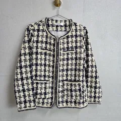 レディース ノーカラー ツイード ジャケット F