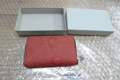 甲州印伝 武井商店 印伝  鹿革 鹿皮 伝統工芸 コインケース 赤 白 花柄  唐草菊 管理i0225