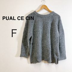 PUAL CE CIN ピュアルセシン ブランケット刺繍 2WAYニット 前後 着用可 刺繍デザイン ゆったり 秋冬 レディース クルーネック ナチュラル系 大人カジュアル オーバーサイズ Ｆ
