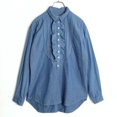 期間限定価格 BOWTE バウト ダンガリーフリルシャツ デニム 半袖 ブラウス BOWTE バウト ダンガリー フリルシャツ デニム 半袖 ブラウス 日本製