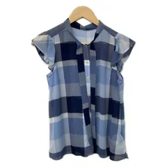 ブルーレーベルクレストブリッジ 半袖シャツブラウス サイズ38 M レディース美品  - ダークネイビー×ライトブルー×マルチ