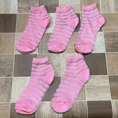 新品未使用 靴下 5足セット レースソックス メッシュ  シースルー レディース 24cmくらい ピンク