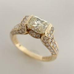 天然ダイヤモンド プリンセスカット 1.00ct Pt900 リング 鑑別書付 