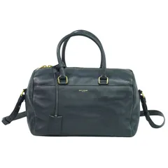 本物 サンローラン SAINT LAURENT クラシック ダッフル 2WAY ショルダーバッグ ハンドバッグ ポシェット レザー ネイビー 322049 バッグ 中古・