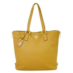 本物 プラダ PRADA レザー ショルダーバッグ トートバッグ キャメル バッグ 中古・