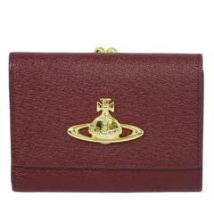 本物 ヴィヴィアン ウエストウッド Vivienne Westwood オーブ 三つ折り 折財布 コンパクトウォレット レザー ボルドー 財布 ウォレット 中古・