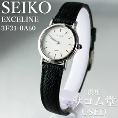T83 SEIKO 3F31-0A60 エクセリーヌ ラウンド クオーツ レディース 腕時計 革ベルト シンプル 上品 ドレスウォッチ 銀座サコム堂 【中古】