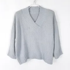 レディース Vネック ルーズフィットニット