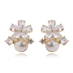 【在庫処分】ジルコニアシンプル デザイン パールピアス レディース フープシンプルデザイン人気 金属アレルギー対応銀の針可愛い ピアス 18金つけっぱなし ゆれるearrings