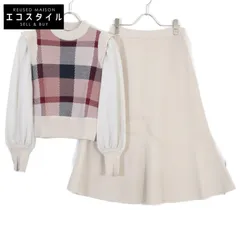 BLUE LABEL CRESTBRIDGE ブルーレーベルクレストブリッジ 23年製 ﾍﾞｰｼﾞｭ ｼｱｰｽﾘｰﾌﾞｼﾞｬｶﾞｰﾄﾞﾆｯﾄｾｯﾄｱｯﾌﾟ 36