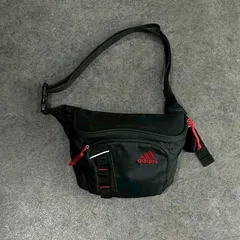 archive adidas アディダス ウエストポーチ ボディバッグ パフォーマンスロゴ刺繍 ナイロン ブラック×レッド アーカイブ