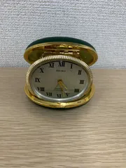 ％2 【不動品】手巻き 置時計 セイコー SEIKOアンティーク 時計 昭和レトロ 深緑ゴールド【時計】【1】