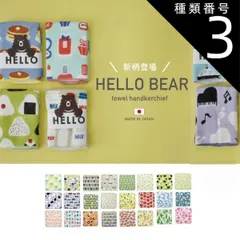 種類3:フラワーA293FU 種類1：<br>/フォレストA293FO タオルハンカチ HELLO BEAR 【 日本製 】 現代百貨 やわらかい ミニタオル はんかち