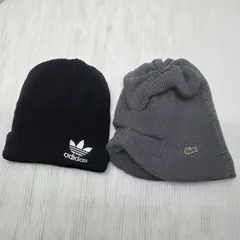 2 S02361 ニット帽子 アディダス adidas LACOSTE ラコステ キャップ ロゴ 刺繍 2セット 防寒 キッズ Fサイズ
