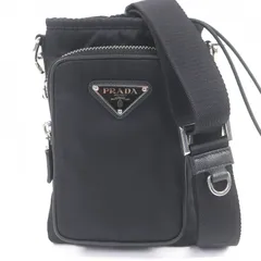 美品□PRADA プラダ 2ZH155 ナイロン 三角プレート トライアングルロゴ Re-Nylon スマートフォンケース フォンポーチ ブラック メンズオススメ