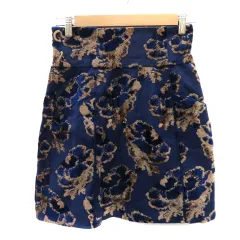 リリーブラウン Lily Brown フレアスカート ミニ丈 花柄 1 マルチカラー 紺 ネイビー /YK13