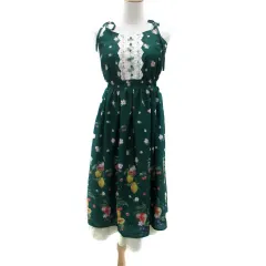 アクシーズファム axes femme キャミソールワンピース Vネック ロング丈 総柄 M マルチカラー 緑 グリーン /HO40