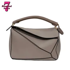 【中古】LOEWE ロエベ パズルバッグ ミディアム ベージュ グレージュ ブラウン キャメル 2way ハンドバッグ ショルダーバッグ レディース 女性