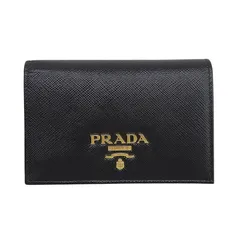 プラダ PRADA 二つ折り財布 コンパクトウォレット サフィアーノ レザー ブラック 1MV021 中古 新入荷 OBB0667