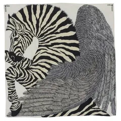 エルメス HERMES カレジュアン ゼブラペガサス スカーフ カシミア シルク ホワイト ブラック アイボリー 中古 新入荷 HE1188