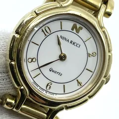 動作未確認　NINA RICCI　ニナリッチ　クォーツ腕時計　白文字盤　ゴールド　2P20-0490のサムネイル