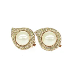 Christian Dior クリスチャンディオール フェイクパールイヤリング  ラインストーン ヴィンテージ品   ゴールドカラー レディース / 240001190912