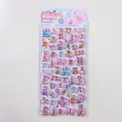 ステッカー ぷくぷくシール うさぎとスイーツ ピンク ハート 星型 リボン キャンディ 蝶々 宝石 お花 フラワー ボンボンシール ドロップシール 3D立体シール 3Dシール ぷくぷくシール シール交換 キラキラ かわいい 人気 St-12 ビーズクラブ