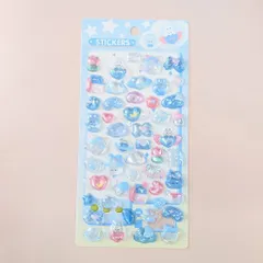 ステッカー 3D立体シール 青いうさぎ 水色 雲 ハート ウサギ 月 お手紙 リボン ボンボンシール ドロップシール 3Dシール ぷくぷく シール交換 キラキラ かわいい 人気 St-23 ビーズクラブ