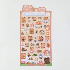 3Dステッカー ドロップシール クマ ブラウン テディベア ロールケーキ スイーツ ベアー パン ボンボンシール ぷくぷくシール 3D立体シール 3Dシール ぷくぷくシール シール交換 キラキラ かわいい 人気 St-27 ビーズクラブ