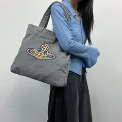 【中古】Vivienne Westwood ヴィヴィアンウエストウッド オーブ刺繍 トートバッグ グレー コーデュロイ ヴィンテージ レディース【中古美品】HIBUOCHI VINTAGE HBOC260221A03