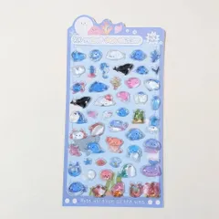 3Dステッカー ドロップシール 海の生き物 ブルー イルカ アザラシ シャチ サメ タツノオトシゴ ペンギン クジラ タコ イカ ボンボンシール ぷくぷく 3D立体 ぷくぷく キラキラ かわいい 人気 St-31 ビーズクラブ