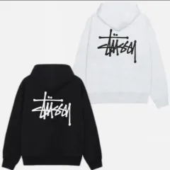 STUSSY フーディー 起毛 ブラック/メランジ グレー