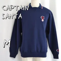 【新品】CAPTAIN SANTAキャプテンサンタ 90s日本製 胸刺繍入りコットン裏毛Vガゼット襟付きトレーナー M 紺色ネイビー【古着】【中古】【送料無料】のサムネイル