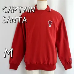 【新品】CAPTAIN SANTAキャプテンサンタ 90s日本製 胸刺繍入りコットン裏毛Vガゼット襟付きトレーナー M 赤レッド【古着】【中古】【送料無料】のサムネイル
