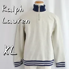 【美品】Ralph Laurenラルフローレン 90sヴィンテージ P-Wing刺繍 ビッグサイズ ハーフジップリブラインスウェットシャツ XL グレー【古着】【中古】【送料無料】
